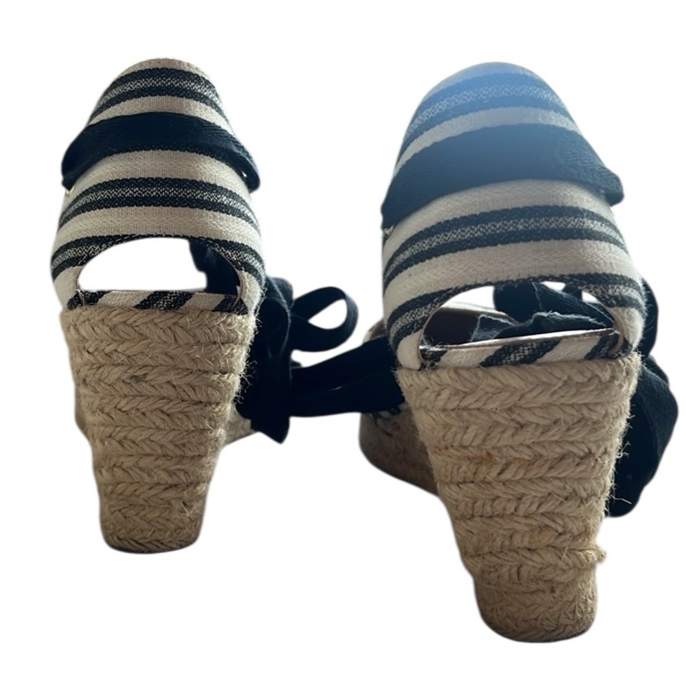 J. Crew Espadrille Wedges With Ankle Wrap In Stripe Shoes Women’s Size 8.5 - Picture 6 of 8